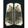 Ivory Checkered Floral Full Size 1911 Grips