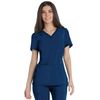 Cherokee Women's Iflex V-Neck Knit Panel Top, Navy, Large