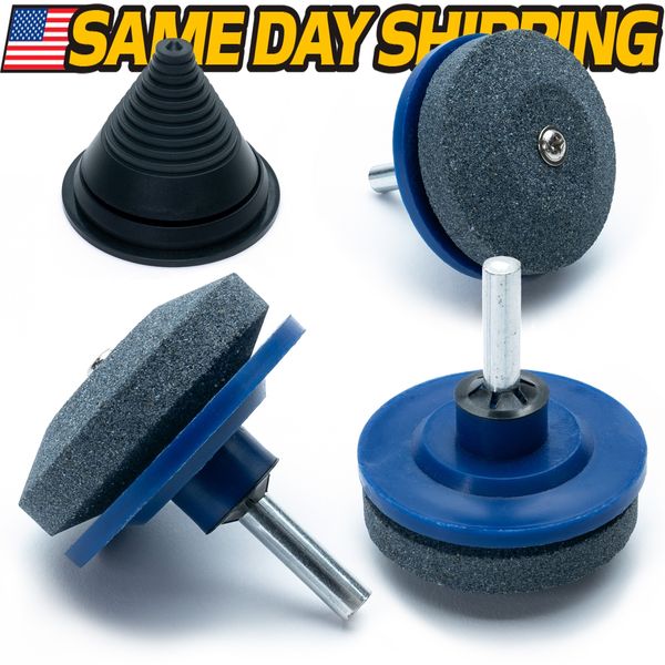 (3pc) Lawn Mower Deck Blade Sharpener Kit w/ Balancer for ExMark Toro Lawnmowers