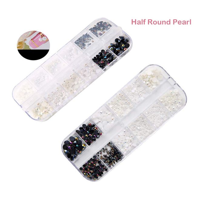 4 Boxs Nail Art Rhinestones Flatback Rhinestones Pearls Nail