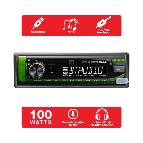 Dual Electronics John Deere Tractor Radio | 7-Character LCD | Weatherproof | Built-in Bluetooth | USB Port | Also Fits McCormick, JCB, + Case IH Tractors | Plug N Play Wiring Harness w/Headphone Jack