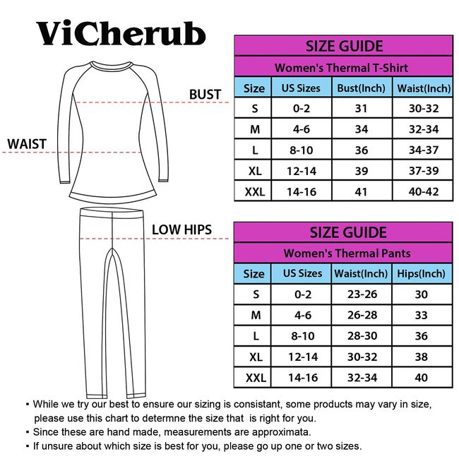 ViCherub Womens Fleece Lined Thermal Underwear Set | Lightweight & Warm  Base Layer | Sweat-Wicking | Perfect for Winter Activities