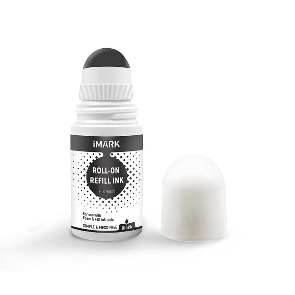 iMARK Premium Roll-On Ink Refill for Foam and Felt Stamp Pads, 2 oz (Black)