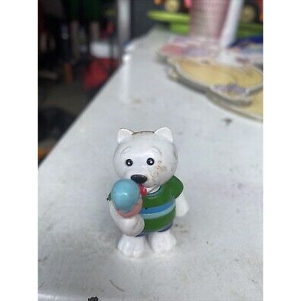 Ganz Webkinz Figurine Plastic White Polar Bear Ice Cream Cone Green Shirt