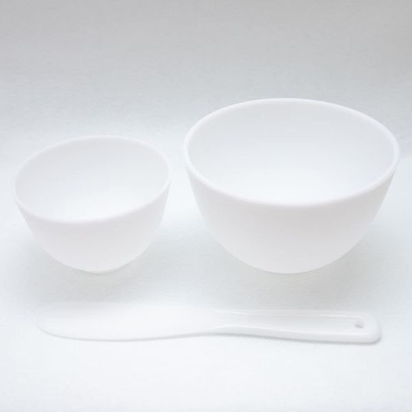 Silicone Bowl Set, Facial Bowl, Diameter 5.1 inches (13 cm), Diameter 3.9 inches (10 cm) + Spatula, 3 Piece Set, Beauty Salon, Pack, Unbreakable, Curved Inside (White)