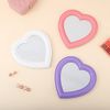 Queen-b Tabletop Stand, Mirror, Heart-Shaped Design, Stylish, Cute, Interior, Wall Hanging, Girls, Makeup, Compact, Gift (Purple)