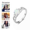 Acefeel Oval Lab Created White Opal Celtic Knot 925 Sterling Silver Band Ring