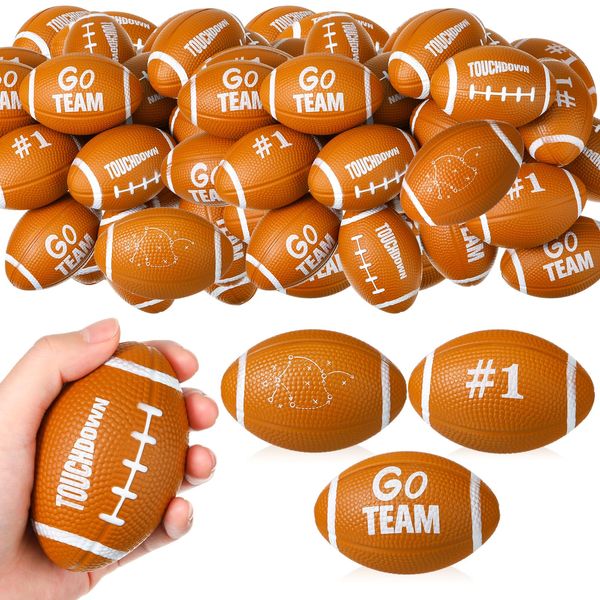 MiniInflat 24 Pcs Football Stress Balls 3.43'' Football Squeeze Foam Balls Football Stress Relief Toys for Party Game Favors (Classic, Brown)