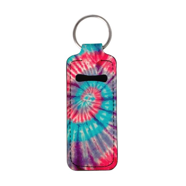 Youngerbaby Spiral Tie Dye Lip Balm Holder Keychain Chapstick Sleeves Chapstick Holder Lip Balm Pouch Key Chain Holder Portable for Beach Shopping Camping Hiking