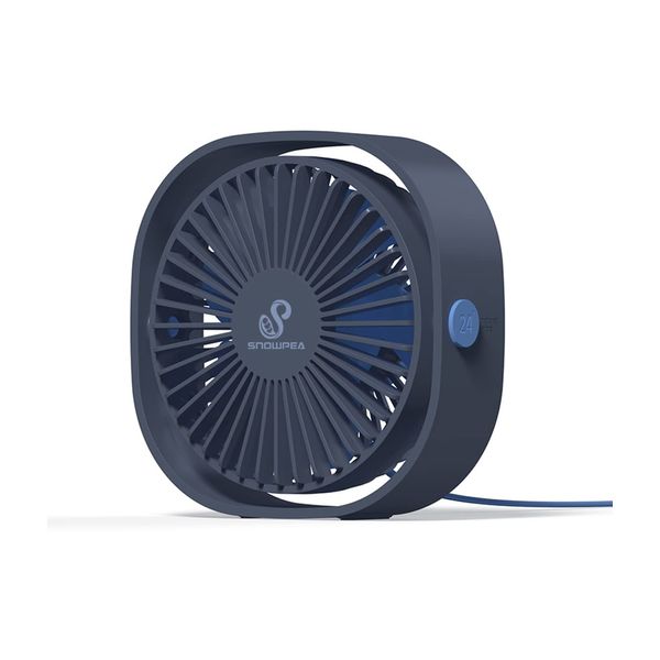 Snowpea USB Desk Fan, Small Powerful, Portable Quiet 3 Speeds 360° Adjustment Mini Personal Fan for Home Office Car Indoor Outdoor - Blue