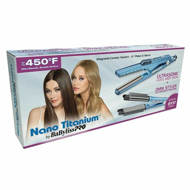 BaByliss PRO Nano Titanium 1 1/4" 450 Degree Ultrasonic Iron + Styler #BABNTPP17