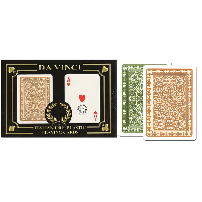 DA VINCI Palermo, Italian 100% Plastic Playing Cards, 2 Deck Set Bridge Size Regular Index, with Hard Shell Case & 2 Cut Cards…