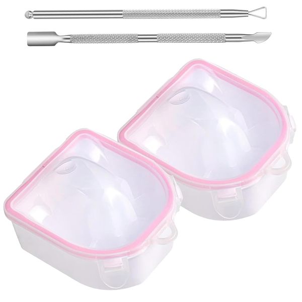 Nail Soak Off Bowl - 2pcs Manicure Bowl with Triangle Cuticle Peeler and Stainless Steel Cuticle Pusher - Strong Gel Polish & Dip Powder Remover - Nail Spa Cleaning Kits