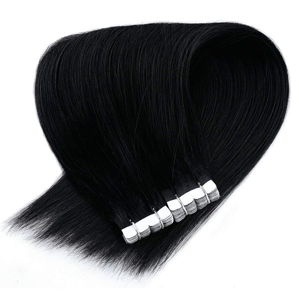 Feibin Seal Extensions Set of 20 Human Hair Extensions Wigs Tape Extensions Straight Long Gradient Wig Remy Hair 11.8 - 33.5 inches (30 - 85 cm)