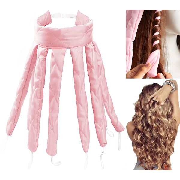 Heatless Curlers Headband, Octopus Hair Curler, Lockenwickler über Nacht Locken Ohne Hitze Für Lange Mittleres Haare, Seidenband Lockenwickler Weiches Stirnband Tools Für Damen Mädchen - Pink