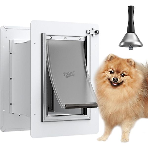 Pet Door for Wall with Secure Aluminum Lock, Steel Frame and Telescoping Tunnel,