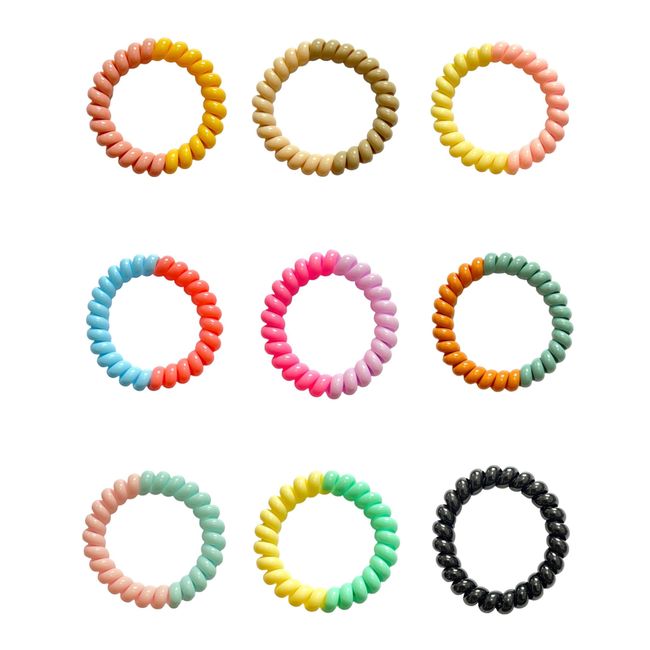 9pcs Colourful Spiral Hair Ties Plastic Elastic Hair Coil Bands Spiral Ponytail Holders Hair Styling Telephone Cord Bobbles Hairbands for Women Girls Accessories