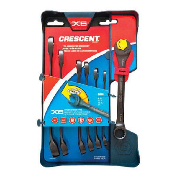 Crescent CX6RWS7 Black Chrome 12-Point SAE Open End Wrench Set Assorted Size