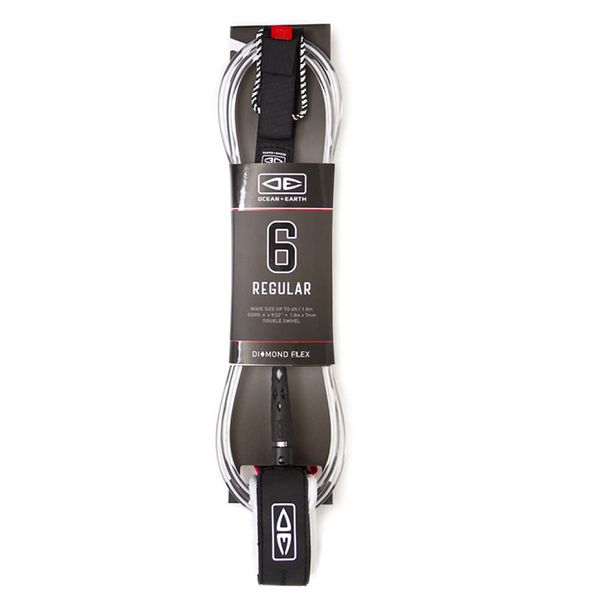 Ocean and Earth Regular 6ft 0 Surf Leash 6 feet White