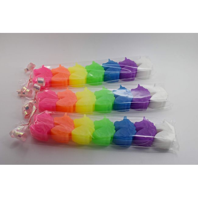 7 x Mini Neon Unicorn Soaps Set - Girls Birthday Gift Rainbow Glitter