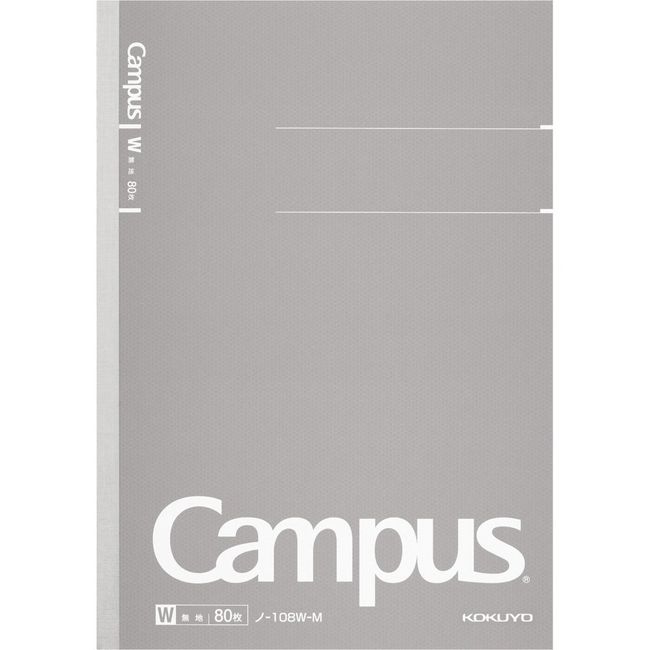 Kokuyo No-108W-M Campus Notebook, Adult Campus, Plain, A5, 80 Sheets