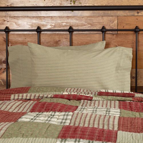 VHC Brands Prairie Winds Bedding Accessory, Set of 2- STANDARD (21x30), Green