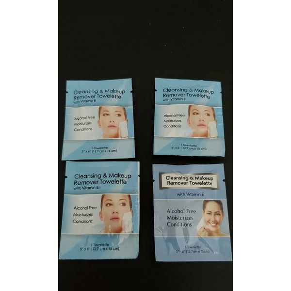 4 pc DIAMOND Cleansing Makeup Remover Towelette Wipes Vitamin E