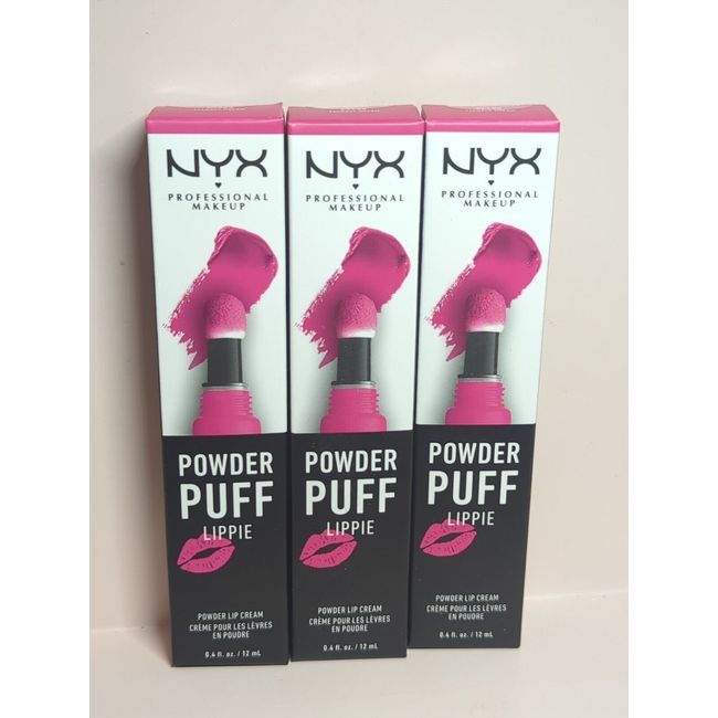 Lot of 3 NYX Powder Puff Lippie Powder Lip Cream Teenage Dream PPL05 (Pink) New