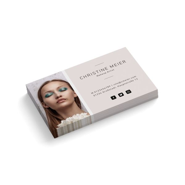 Visitenkarten personalisiert | mit Foto | Design Make Up Artist # 2 | 1-seitig | Querformat | Menge + Papier zur Auswahl | selbst gestalten | hochwertiger Druck (100 Stück)
