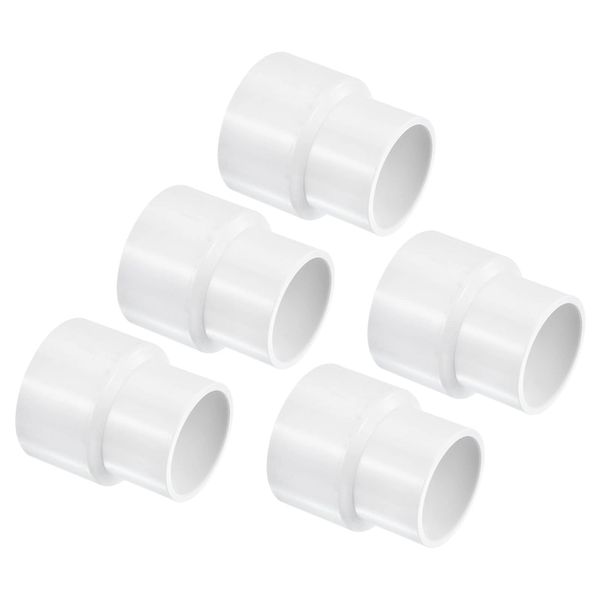 PATIKIL PVC Reducer Pipe Fitting 50mm to 40mm ID, 2 Pack Straight Coupling Adapter Connector, White