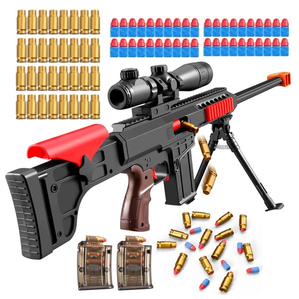 Kyliandi Soft Bullet Toy gun Sniper Rifle with Scope Realistic Barrel Look Real shotgun Shell ejecting Foam Blaster Gun Dart Pellet Shooting Game for Boys Teen Adult Gifts Age 8 10 12 Year Old (Black)