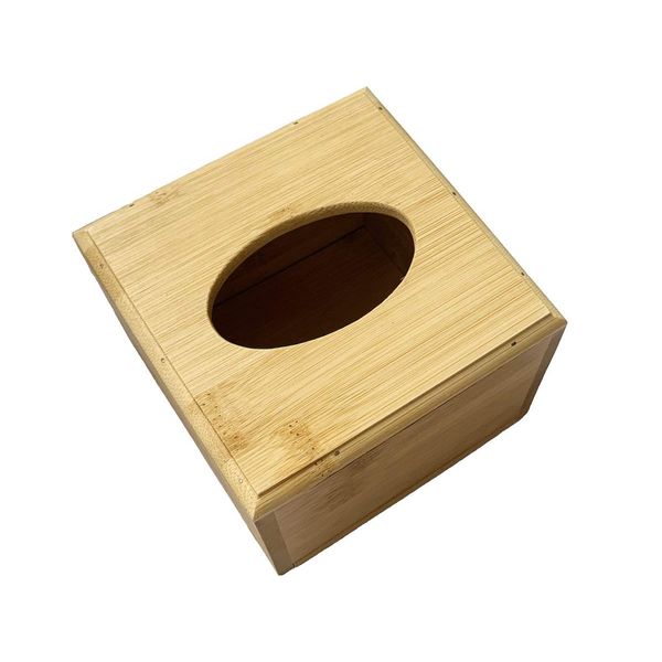 Natural Bamboo Wooden Tissue Dispenser Box Square Tissue Holder Cube Small Tissue Box Cover Napkin Holder for Table Home Office Hotel