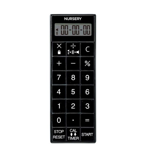 Nursery 118793A Long-Time Timer with Mute Function and Calculator, Medical Nurse Timer with Strap, Black