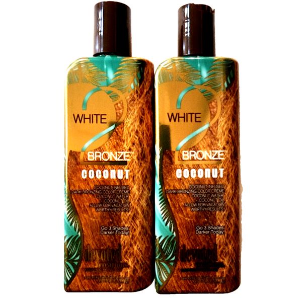 2-PACK Devoted Creations White 2 Bronze Coconut Dark Bronzing Tanning Bed Lotion