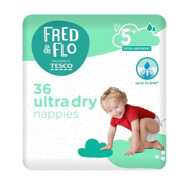 2X Fred & Flo Size 5+ Nappies 36 Pack
