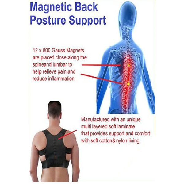 Power Magnetic Back Shoulder Posture Corrector Support Vest Unisex Adjustable (Small = 22 inches to 27 inches)