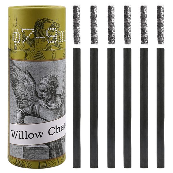 LOONENG Willow Charcoal Sticks, Natural Willow Charcoal for Artists, Beginners, or Students of All Skill Levels, Great for Sketching, Drawing, and Shading, Approx 7-9mm in Diameter, Pack of 25