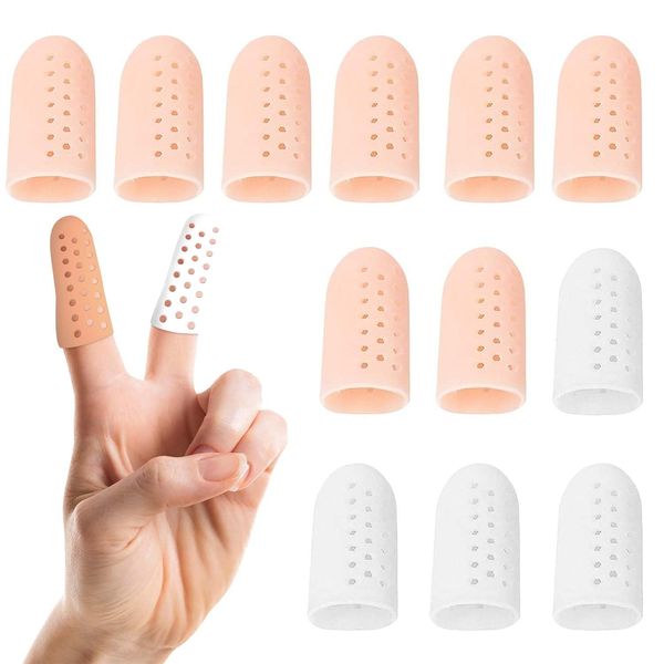 Finger Covers with Hole, 16Pcs Gel Finger Cots with Air Holes, Gel Finger Protectors Finger Covers Protection for Finger Tips, Breathable Finger Covers Hand Eczema, Finger Cracking or Arthritis