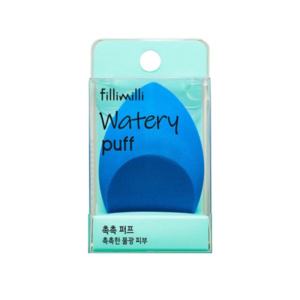 FilliMilli Chokchoku Puff, Filimiri, Makeup Puff, Drop Shape Makeup Sponge, 1 Piece, Korean Cosmetics, Blue Sponge