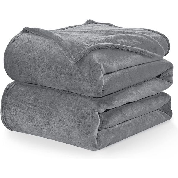 WAVVE Fleece Blanket Sofa Throw Grey 4ft x 5ft - Fluffy Soft Warm Versatile Blanket for Sofa/Couch/Bed Throw/Single Size Gray,130x150 cm