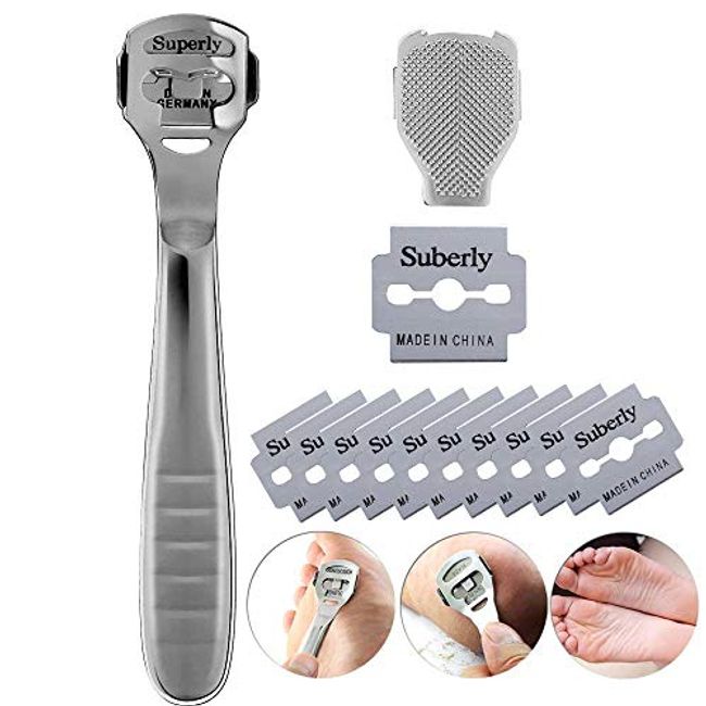 Corn/keratin shaver, corn cutter, corneum care, corn/callus/exfoliation [10 replacement blades included]