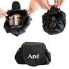 Ané Lazy Drawstring Make up Bag, Black Travel Cosmetic Organiser Pouch for Women