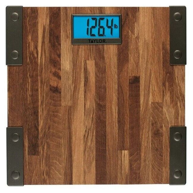 Farm House Wood Scale Bathroom Body Weight Digital LCD Weighing Display Electric