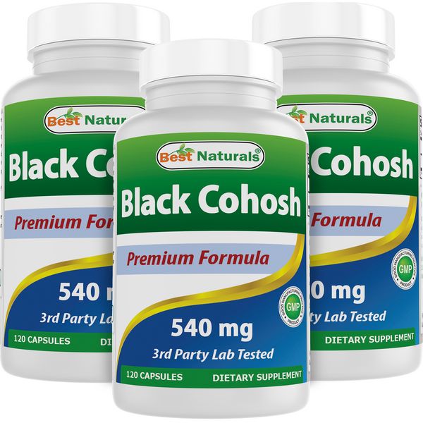 3 Pack Best Naturals Black Cohosh 540 mg 120 Capsules