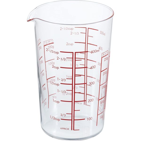 HARIO MJC-50-R-BK Measuring Cup, Made in Japan, Heat Resistant Glass, 16.9 fl oz (500 ml)