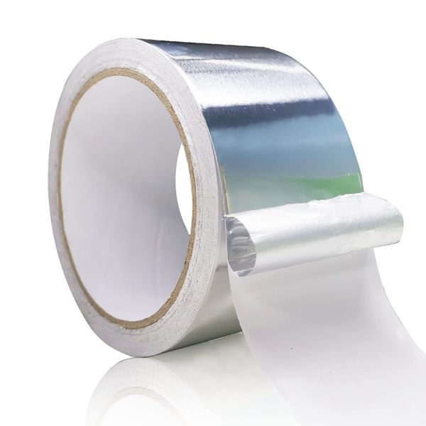 1PCS Premium Aluminum Foil Tape, Heavy Duty Silver Duct Metal Tapes, High Temperature Adhesive Insulation Tape, Thermal Aluminum Tape for Ductwork, Dryer Vent Hose HVAC Pipe Sealing (2" x65FT,3.9mil)