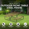 Jack Post Fiesta Charm 6 Person Outdoor Custom Do It Yourself Powder Coated Tubular Steel Frame for Long Wooden Picnic Table, Black