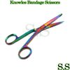 2 Knowles Bandage Scissors 5.5" Straight & Angled Multi Titanium Color Rainbow