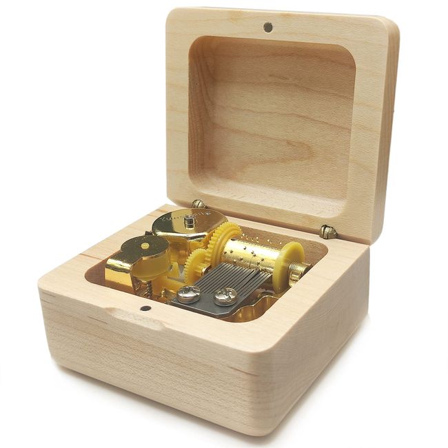 Mini Wooden Music Box 18 Note Wind Up Music Box Wooden Music Box (Maple, Song: Show You)