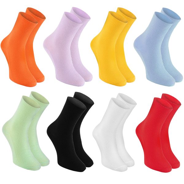 8 pairs of DIABETIC Elastic Cotton Socks for SWOLLEN FEET, Colorful Mix L